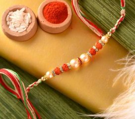 Pearls & Crystal Rakhi with Alluring Pooja Thali