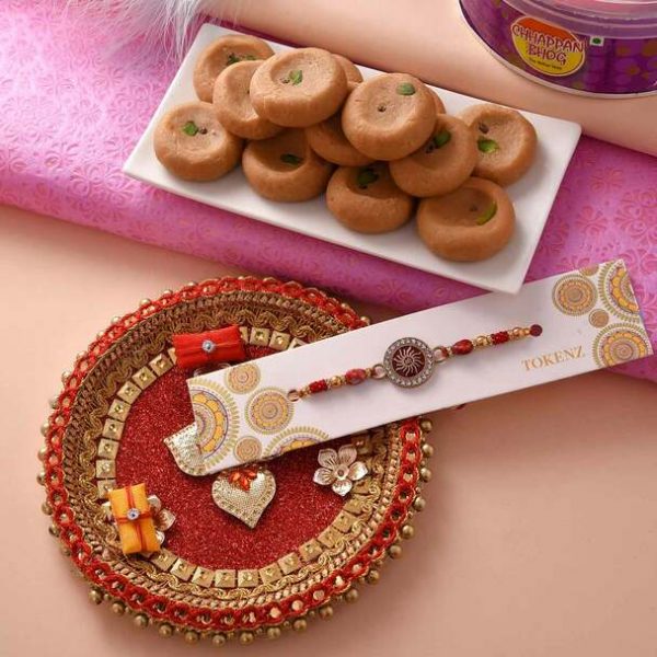 Rakhi with Mathura Peda and Thali