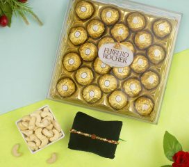 Rudraksha Rakhi with Ferrero Rocher Chocolate