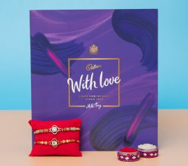 Two Crystal Diamond Rakhis with Cadbury Chocolate
