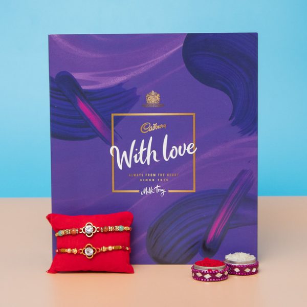 Two Crystal Diamond Rakhis with Cadbury Chocolate